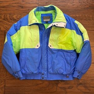 Inside Edge Men’s Ski Snowboard Jacket Blue and Neon Green Vintage size Large